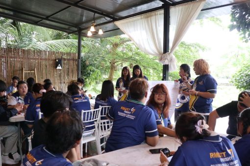 ผู้เข้าร่วมโครงการนำเสนองานแก่วิทยากรและอาจารย์ฝ่ายพัฒนานักศึกษา พร้อมทั้งรับฟังข้อเสนอแนะ